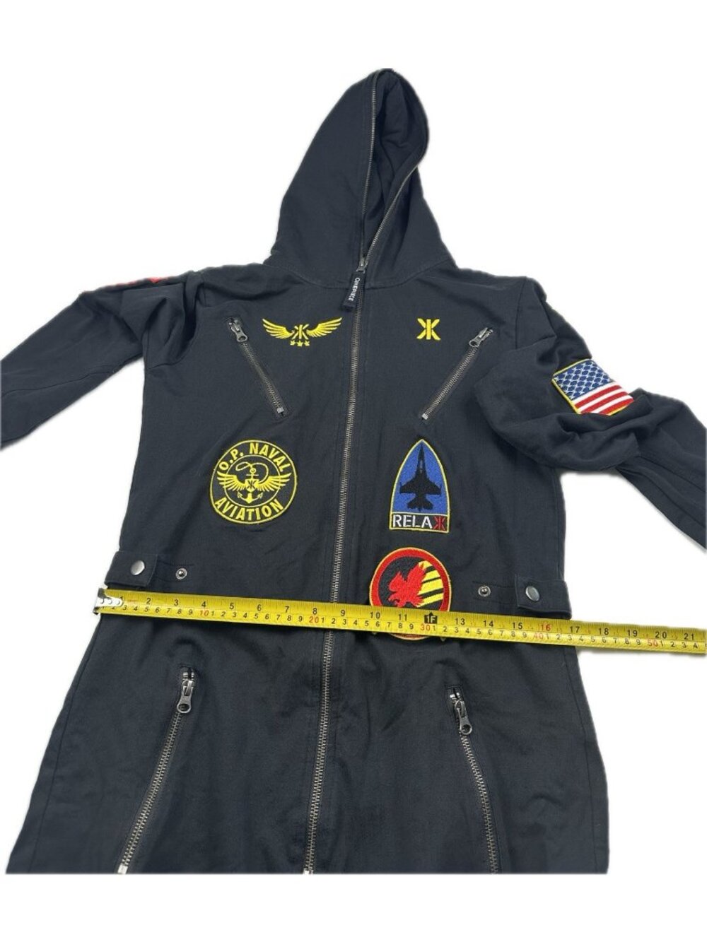 Onepiece Aviator Jumpsuit Top Gun Full Zip Black Cargo Pockets Men's S Norway - Picture 12 of 14